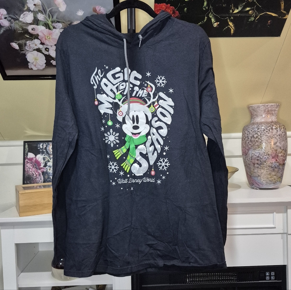 Disney Black Mickey Mouse Holiday Lightweight Hoodie